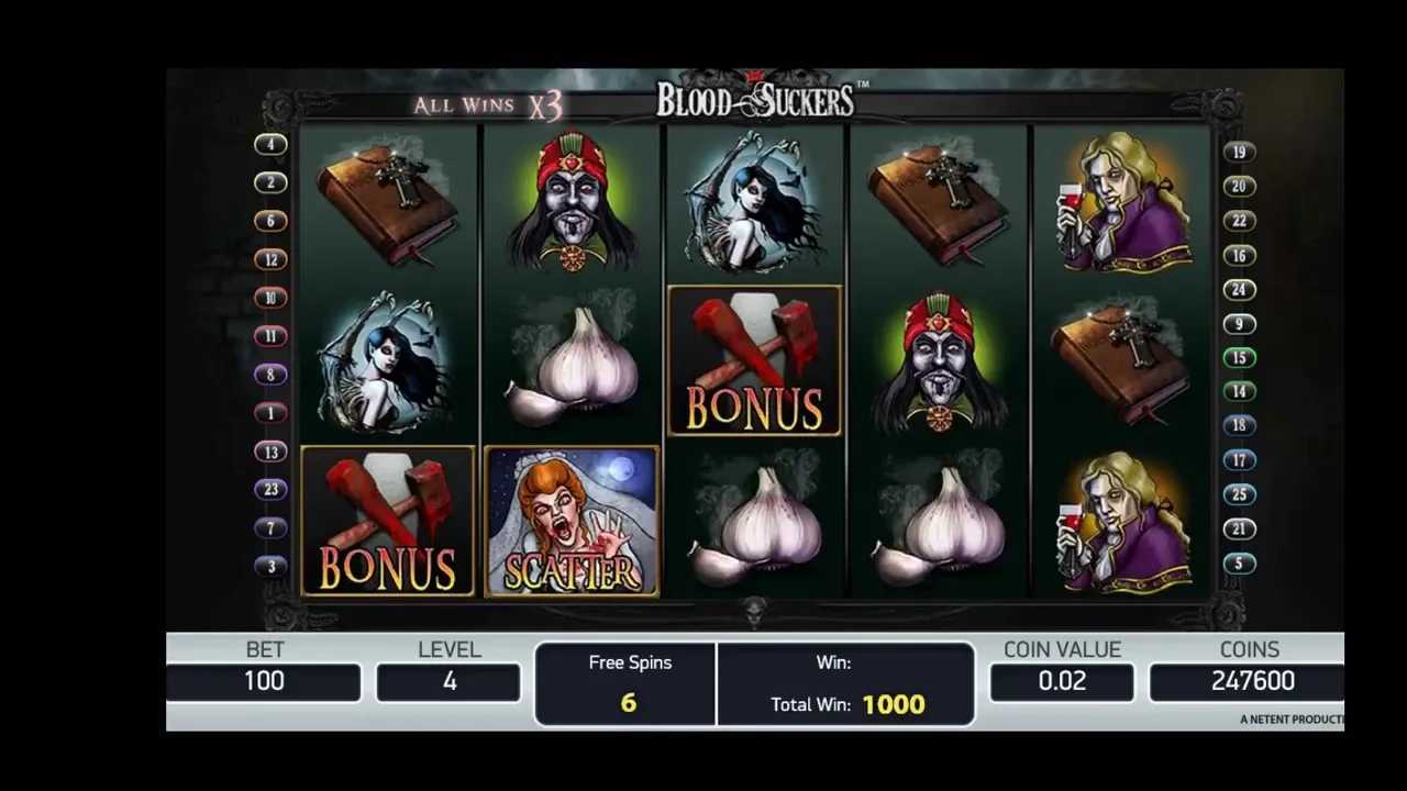 Blood Suckers 28x Bonus Win: Free Spins Payout