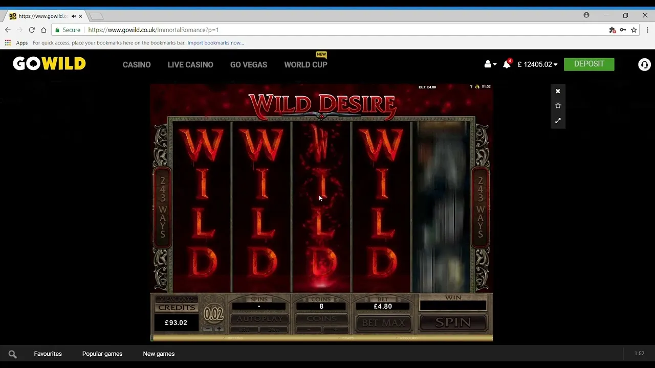 Immortal Romance Record Wilds, Five Reels Wild
