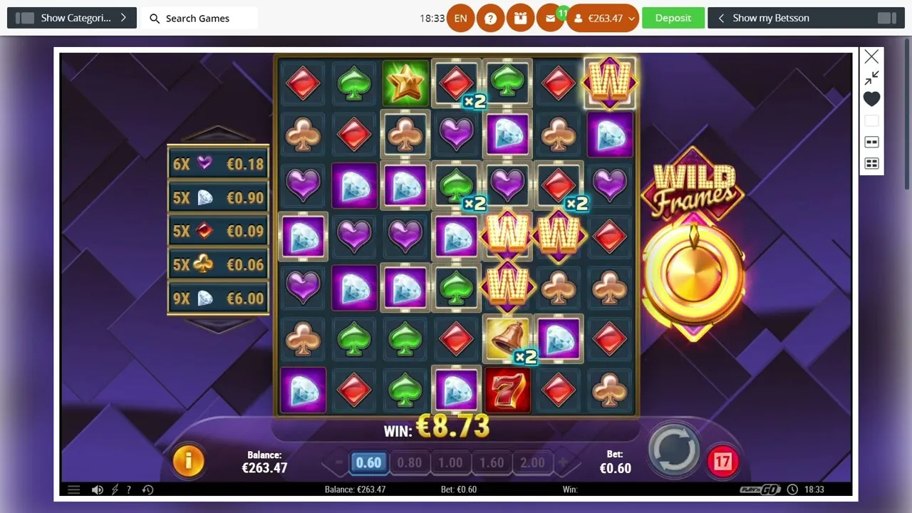 Wild Frames Bonus Features Big Win on Camera