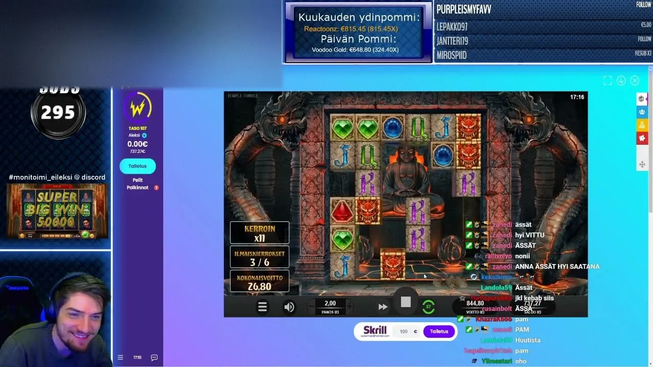Temple Tumble Megaways Mega Win, 7767x Multiplier