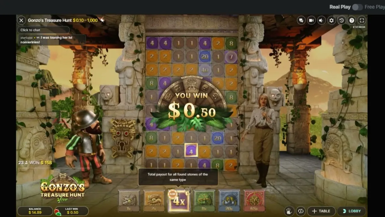 Gonzo's Treasure Hunt 65x Revealed On Wall
