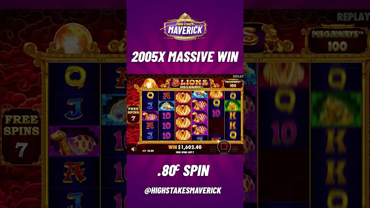 Huge 5 Lions Megaways 2005x Win 10 Free Spins