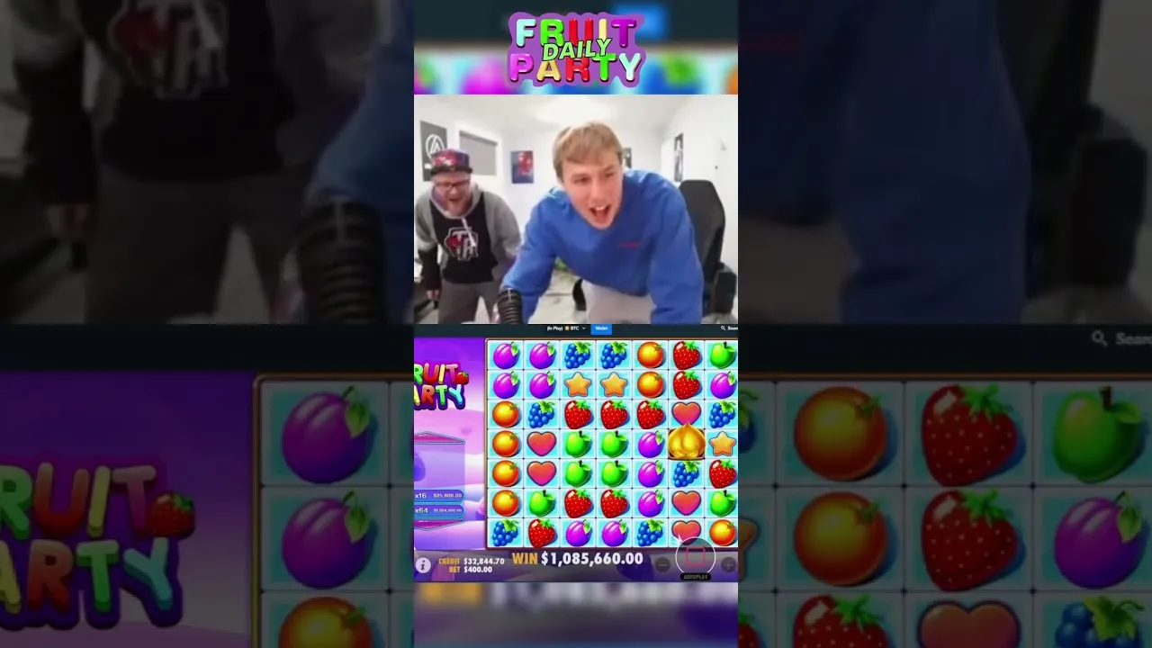 Fruit Party huge win, 5,000x multiplier round