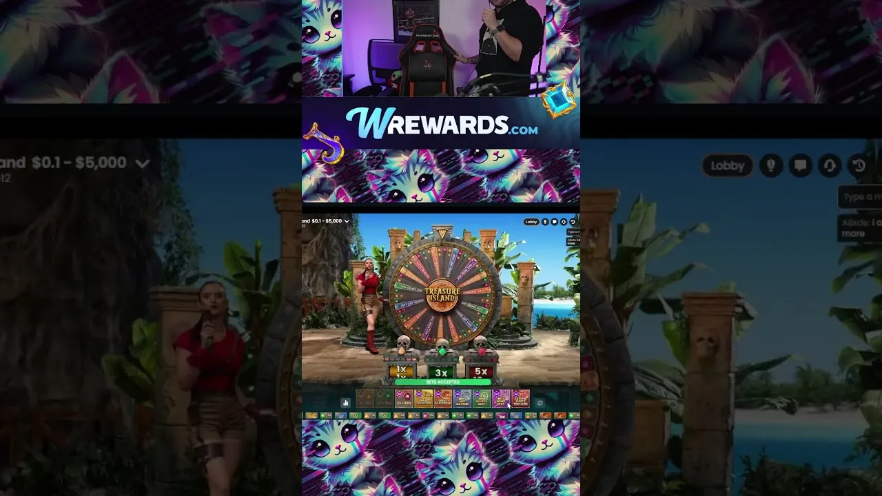 Treasure Island Wheel Live Casino: 5x Multiplier