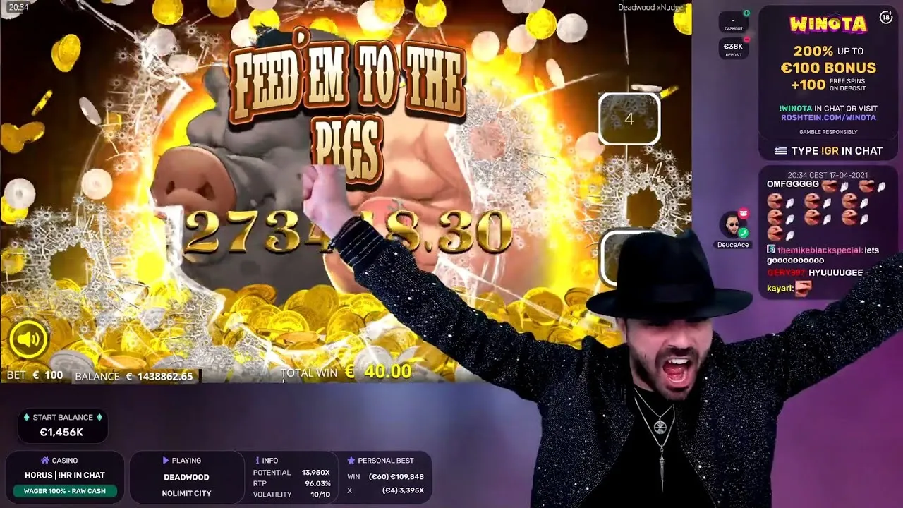 Deadwood Nudge Wilds Big Win, 13,950x potential