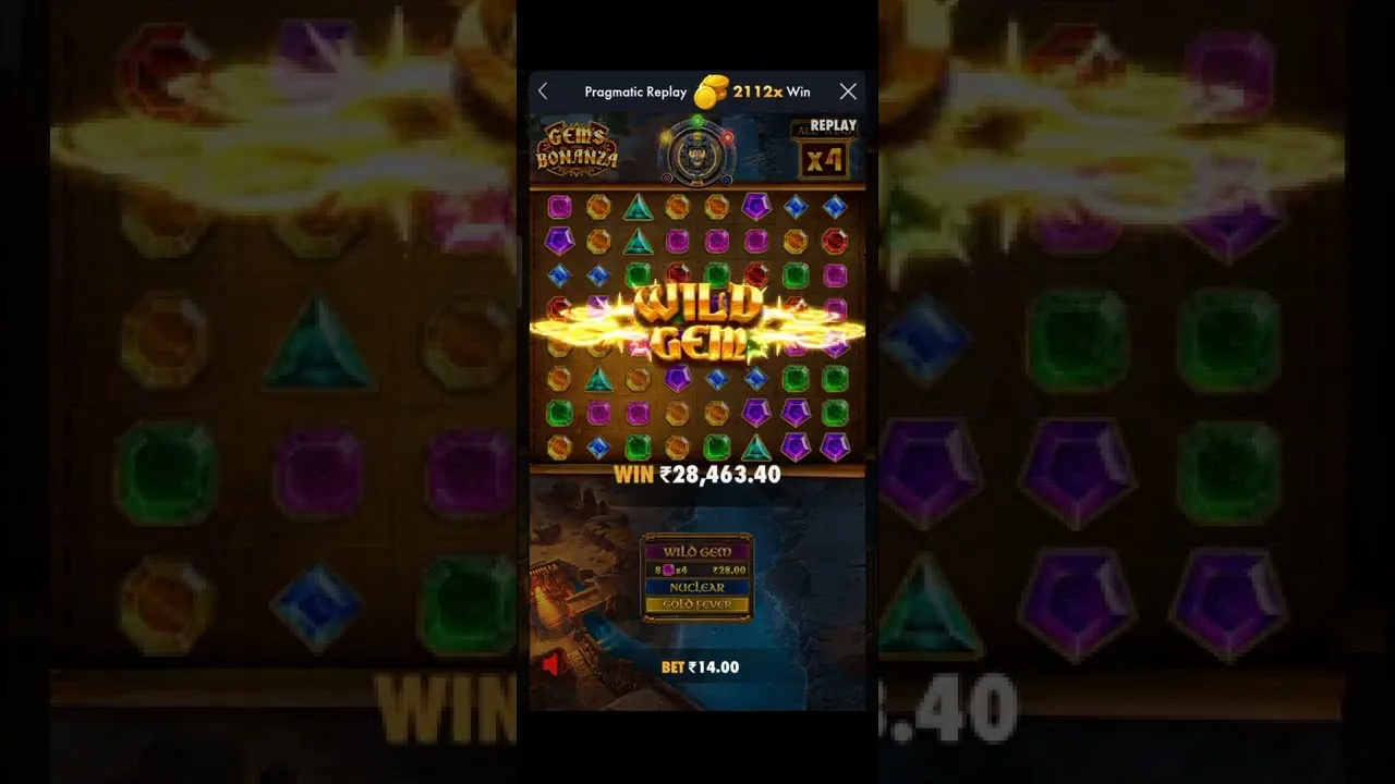 Gems Bonanza 2112x Gold Fever, 8x8 grid win