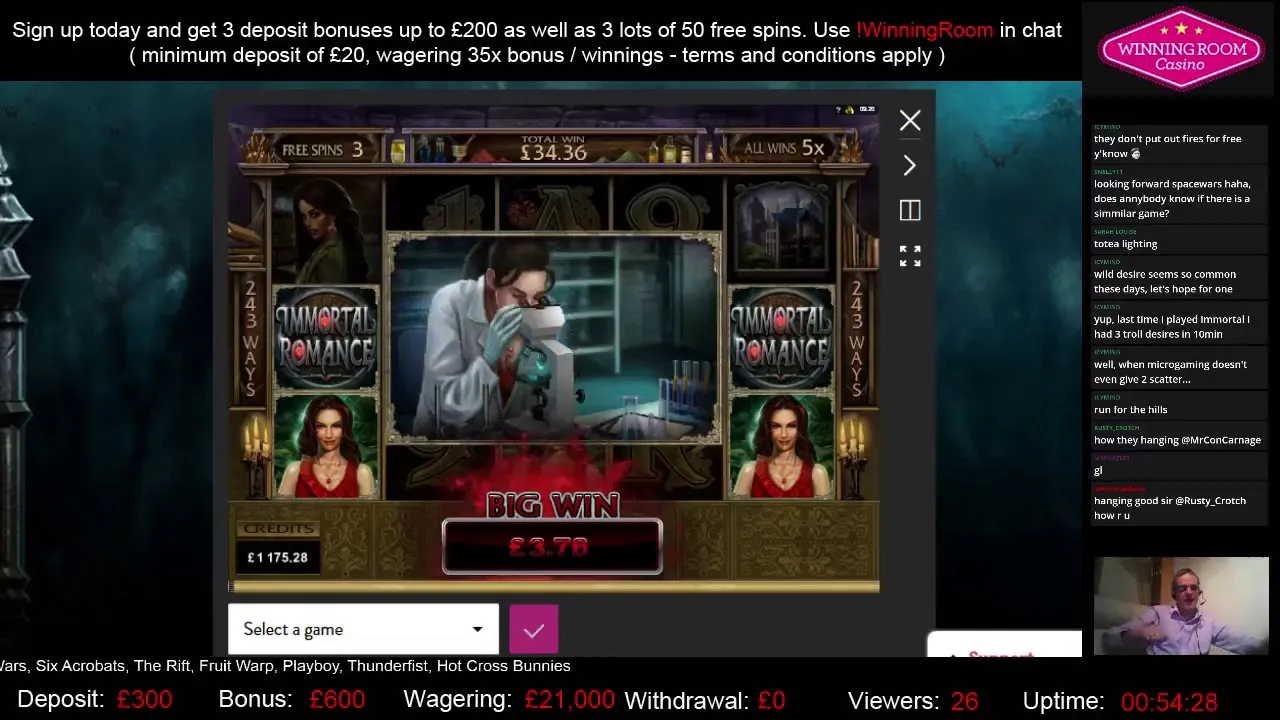 Immortal Romance: Witness a Mega Win in Free Spins!