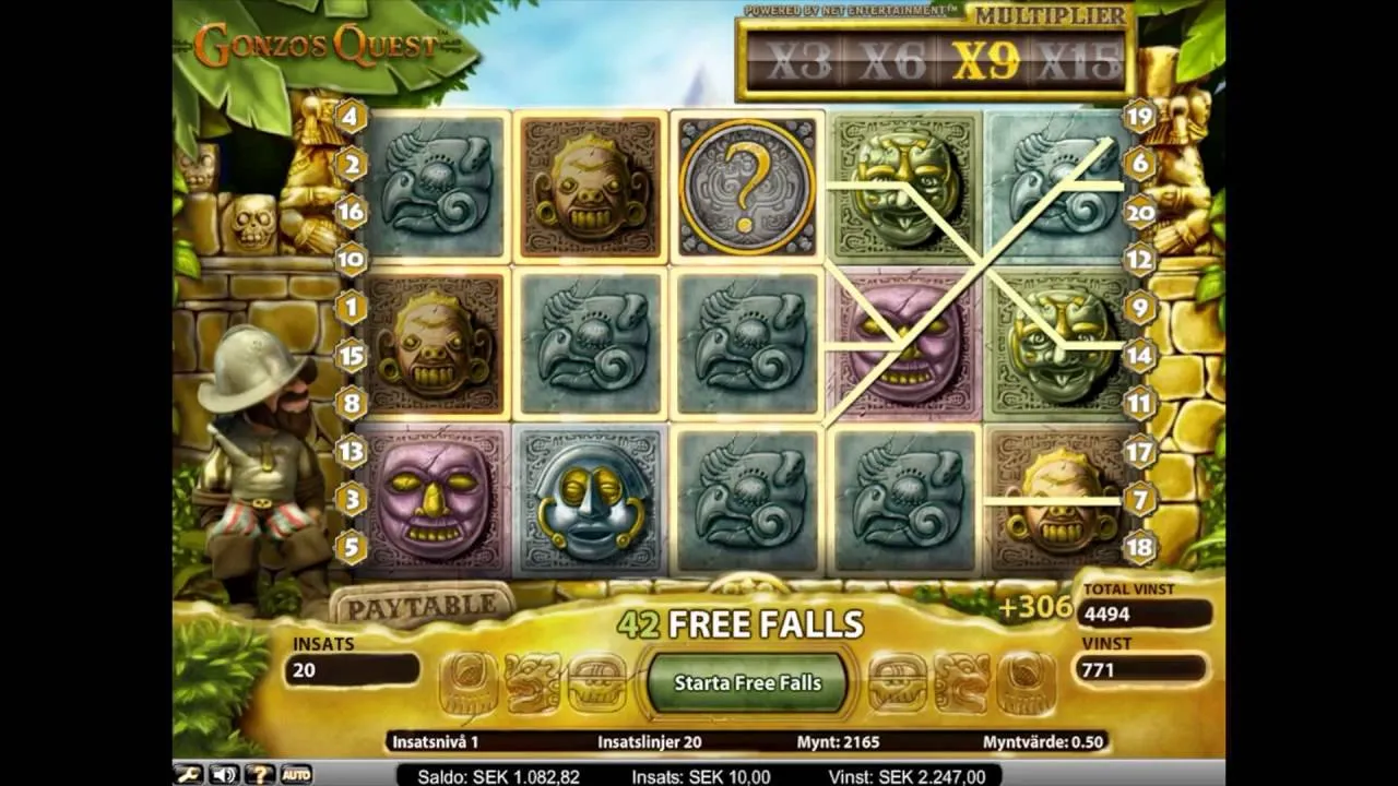 Gonzo's Quest: Watch Epic 455x Win in Free Falls Bonus!