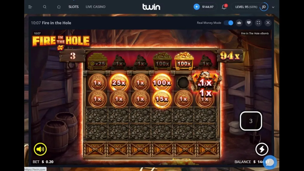 Fire in the Hole Lucky Wagon Spins: 1086x Win