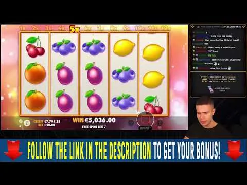 Extra Juicy 250x bonus win, triggered by Scatters