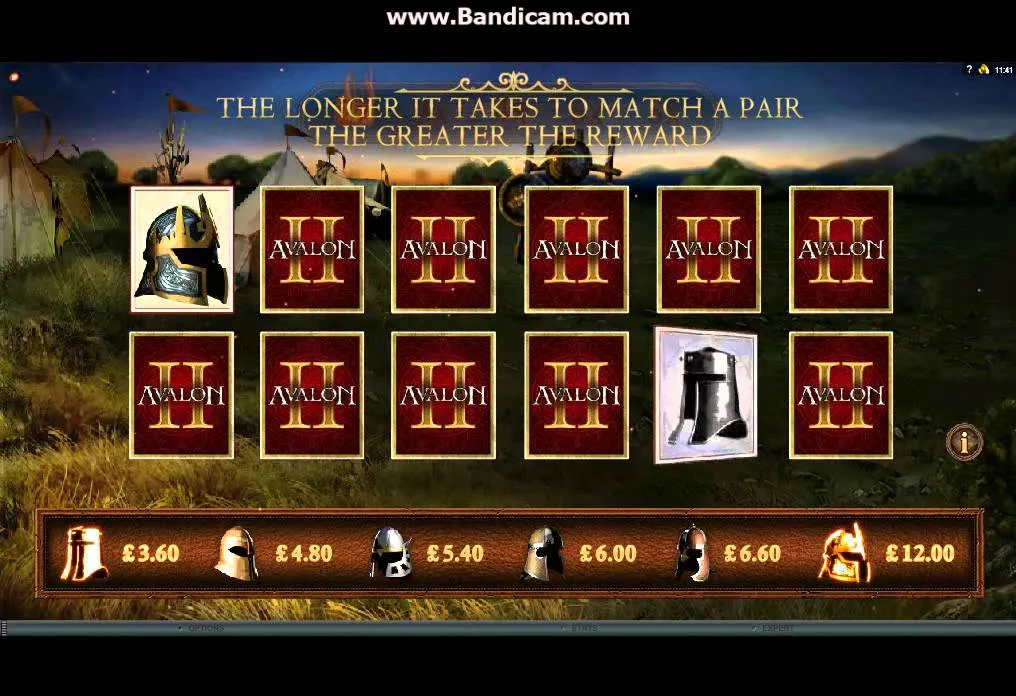 Avalon II Bonus Round Medieval: Helmet Match Win