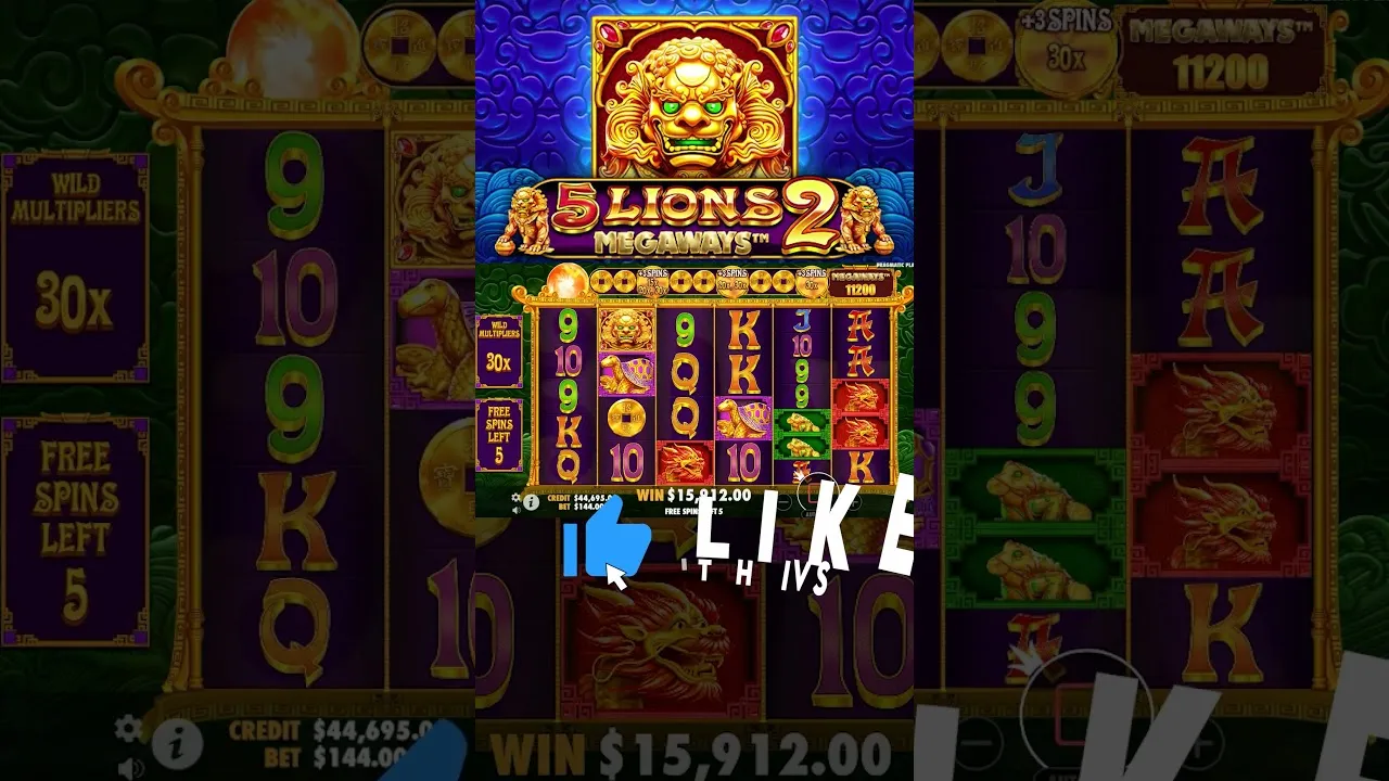 5 Lions Megaways Win, Free Spins Bonus Round Payout