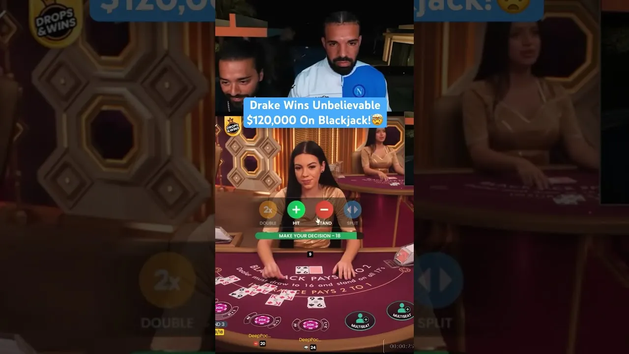 Drake's Big Win: $120,000 Blackjack at Stake Casino!