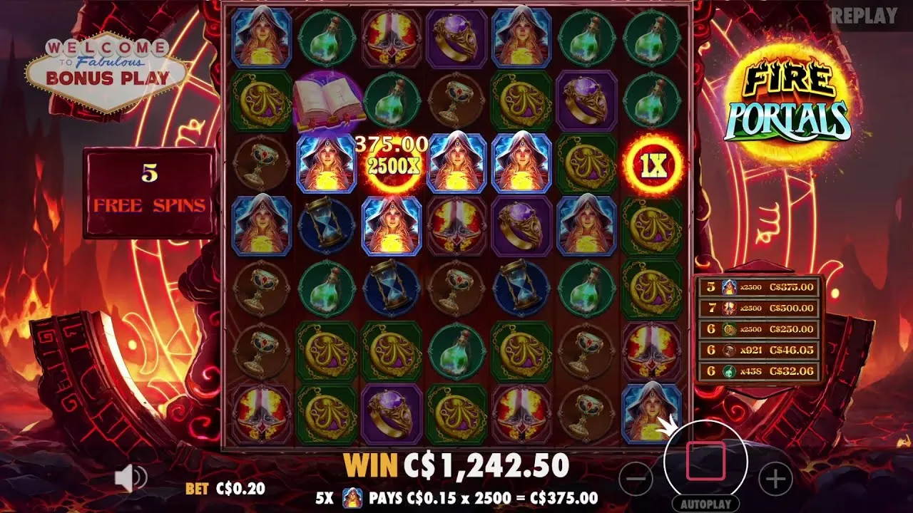 Fire Portals 2500x Big Win: Free Spins Payout