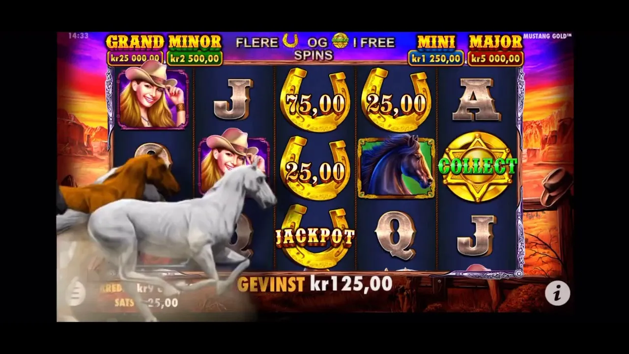 Mustang Gold Big Jackpot Win Bonus Round Horseshoes