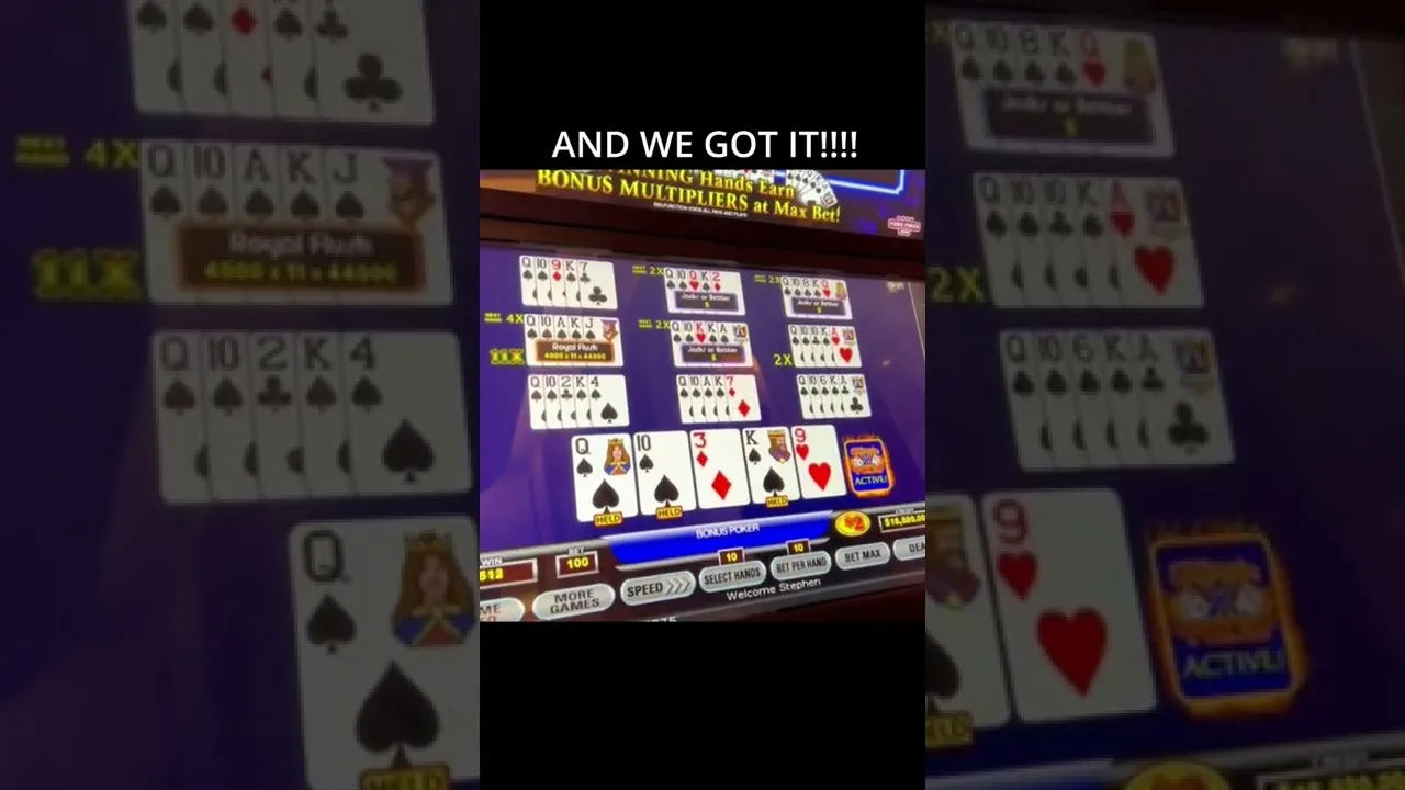 Ultimate X Poker Big Jackpot, Royal Flush win