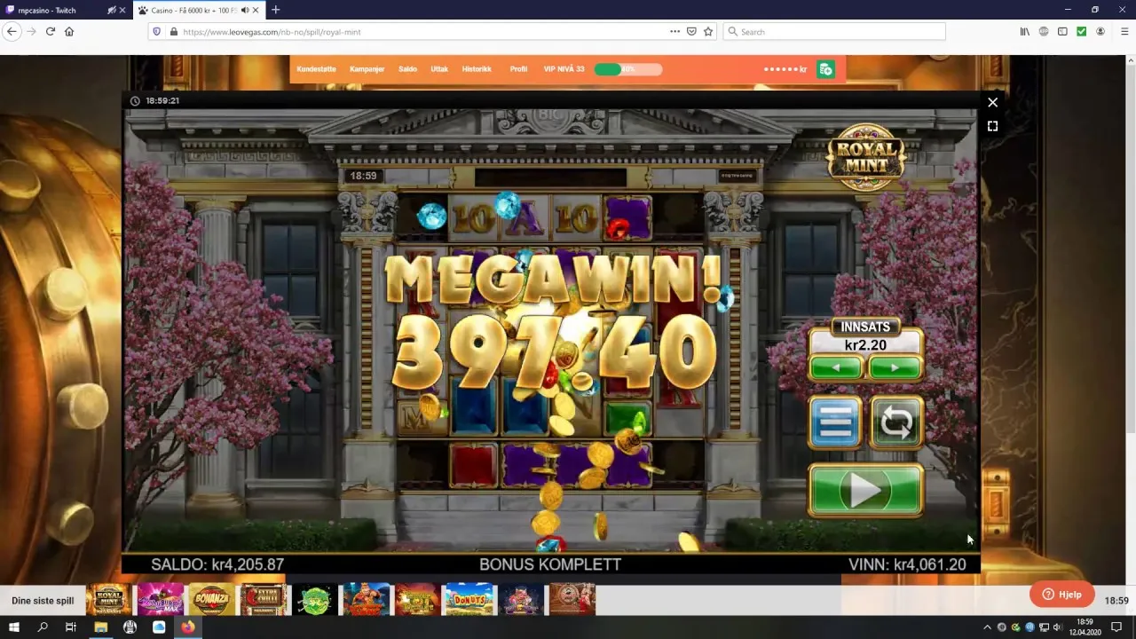 Royal Mint Megaways Big Win 4000x Multiplier