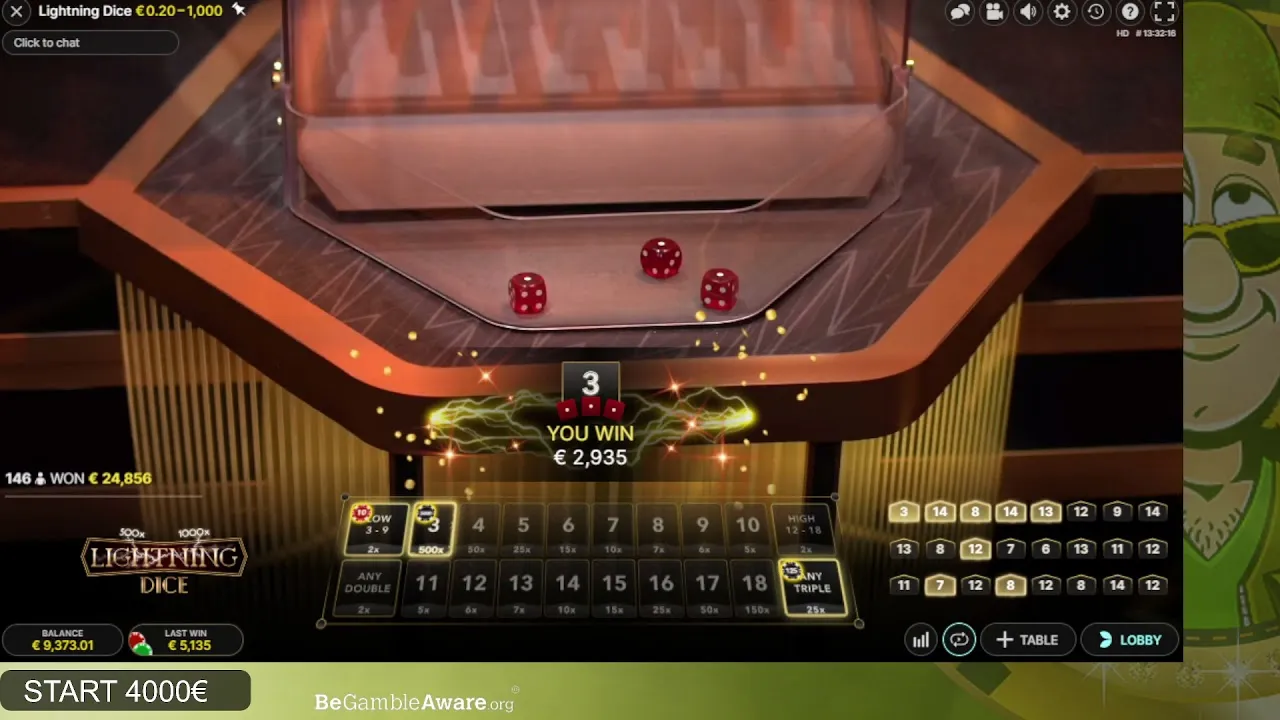 Lightning Dice: 500x Win! Evolution Live Casino Action