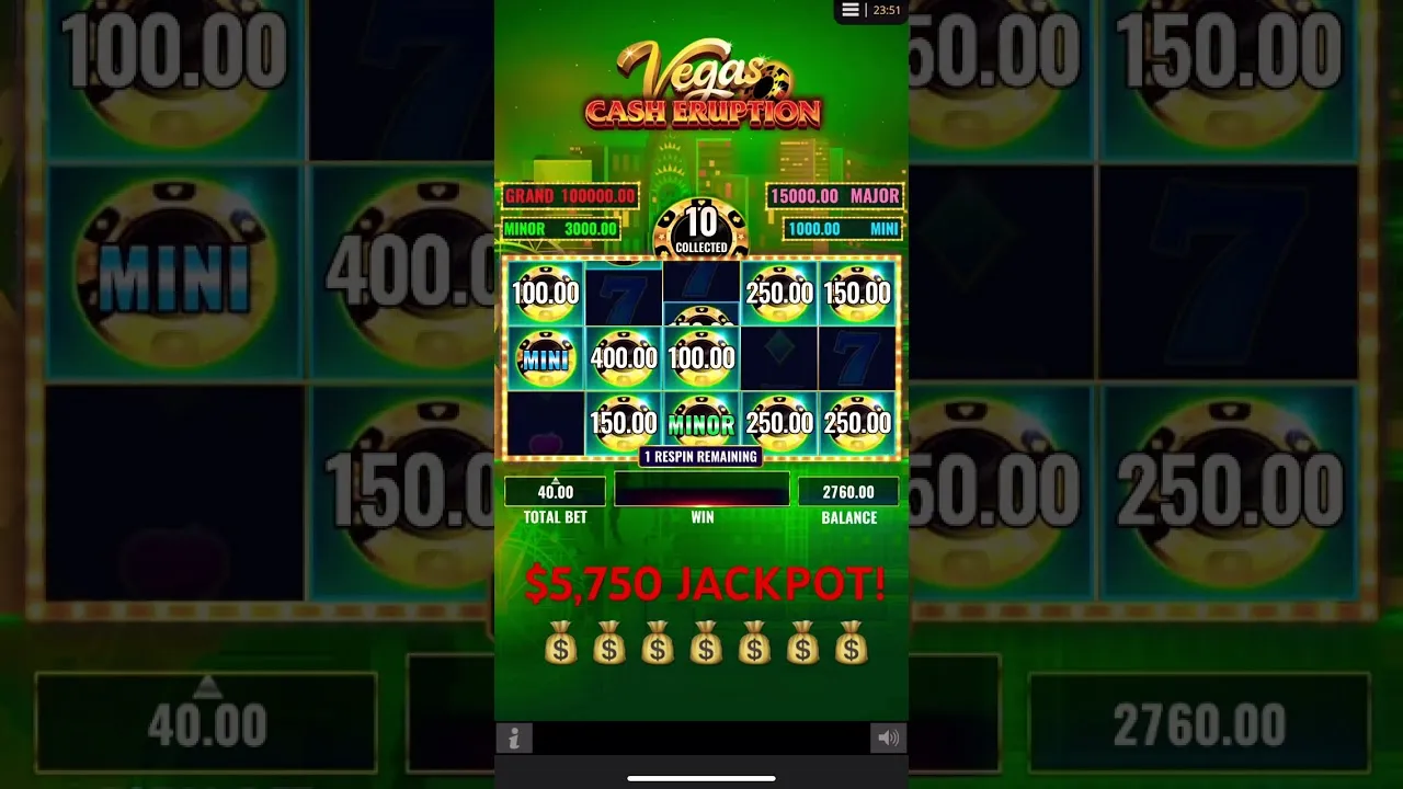 Vegas Cash Eruption Jackpot 143x Big 40 Bet Round