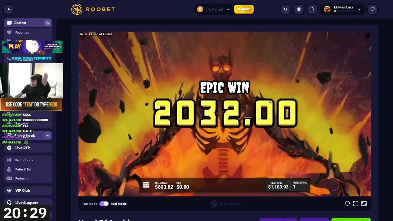 Hand of Anubis: $4770 Win on Roobet - Unbelievable Bonus!