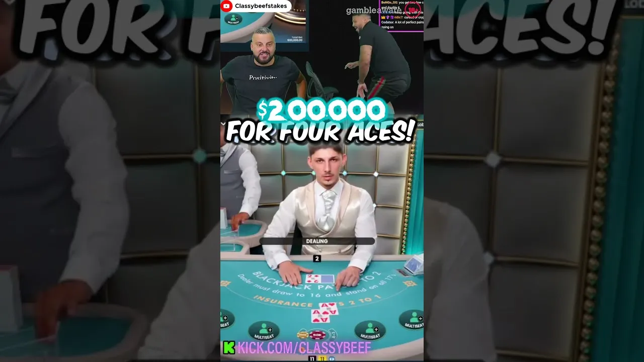Blackjack Pays $200,000 for Four Aces! Evolution Gaming