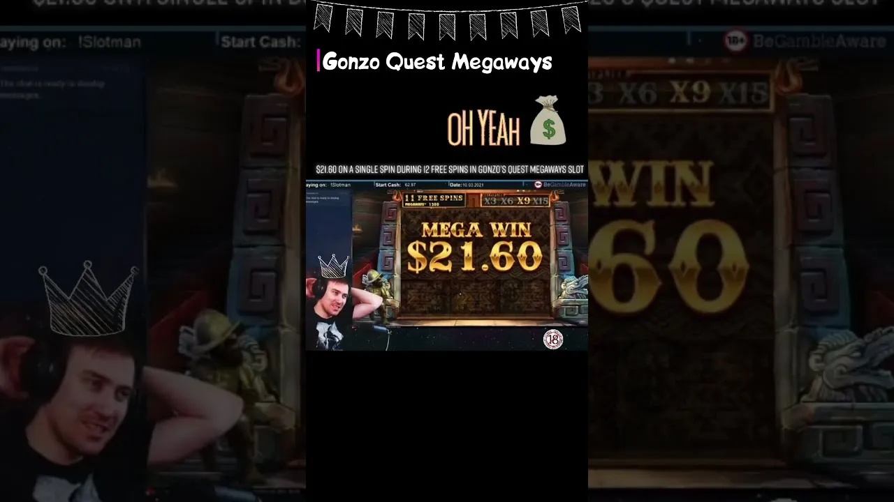Gonzo's Quest Megaways Free Spins: Big Win Clip