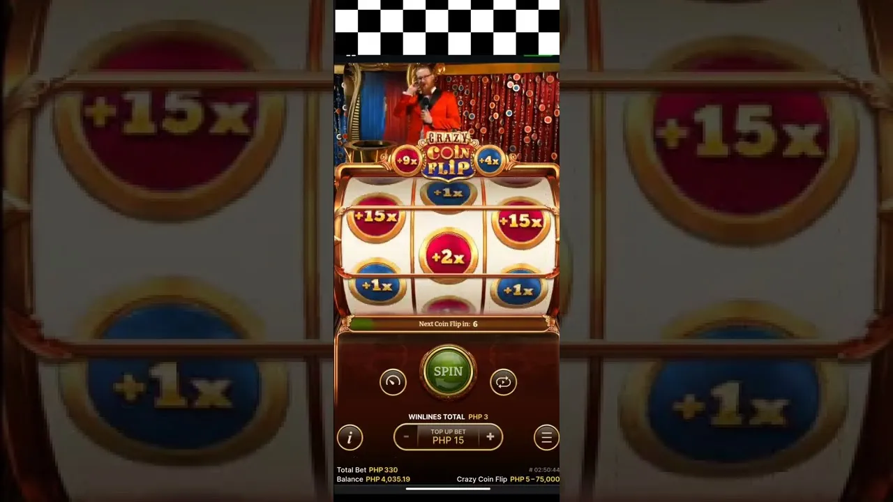 Crazy Coin Flip 109x win, a live game round