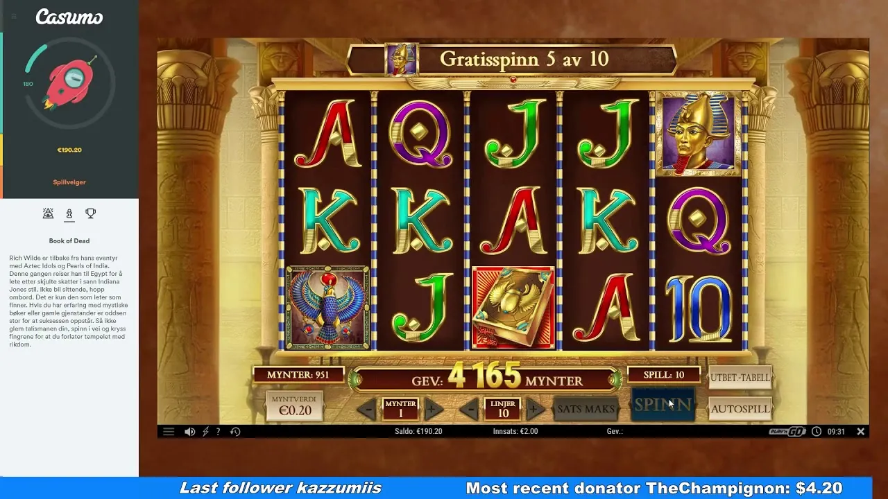 Book of Dead: 2527x HUGE Win on Play'n GO Free Spins!