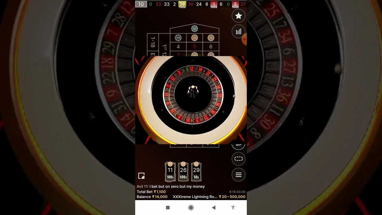 XXXtreme Lightning Roulette: 500x Multiplier! (500x)