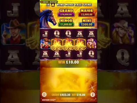 Mustang Gold 112x Free Spins Win, £10 Bet Round