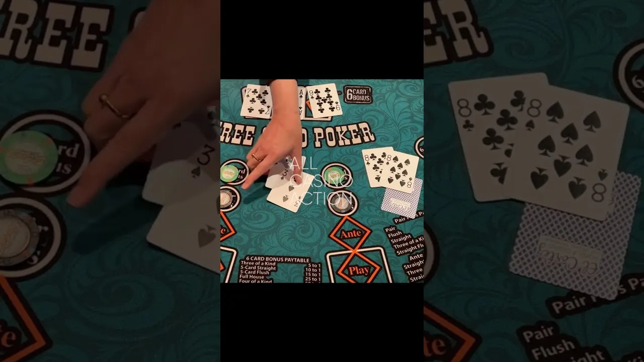 Three Card Poker Live Casino Win, Double Flush