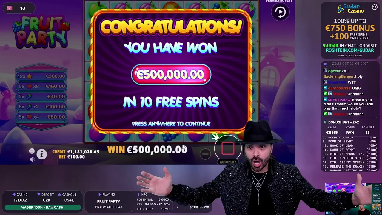 Fruit Party: UNBELIEVABLE 5000x Jackpot Win! Pragmatic Play