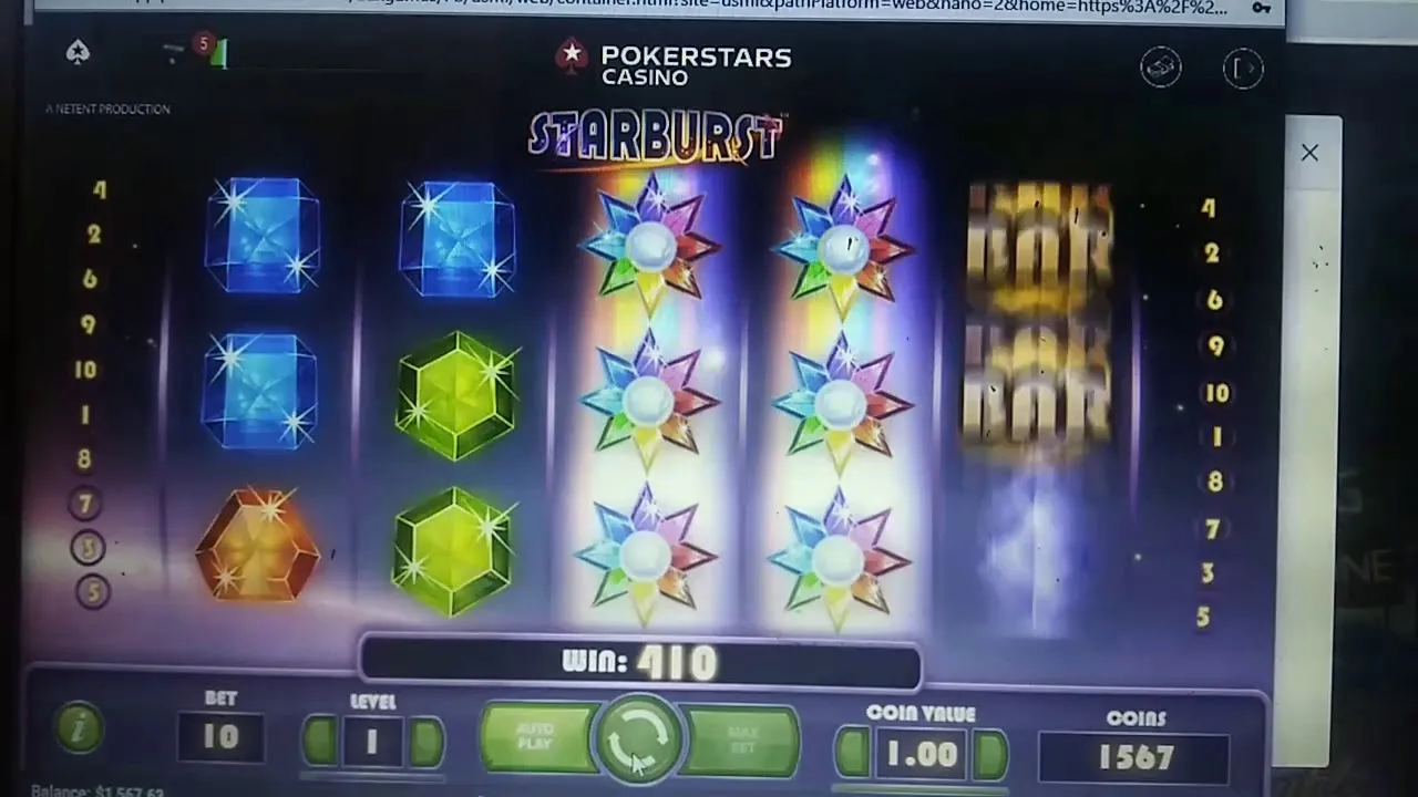 Starburst: $2097 Win on $10 Spins at Pokerstars Casino!