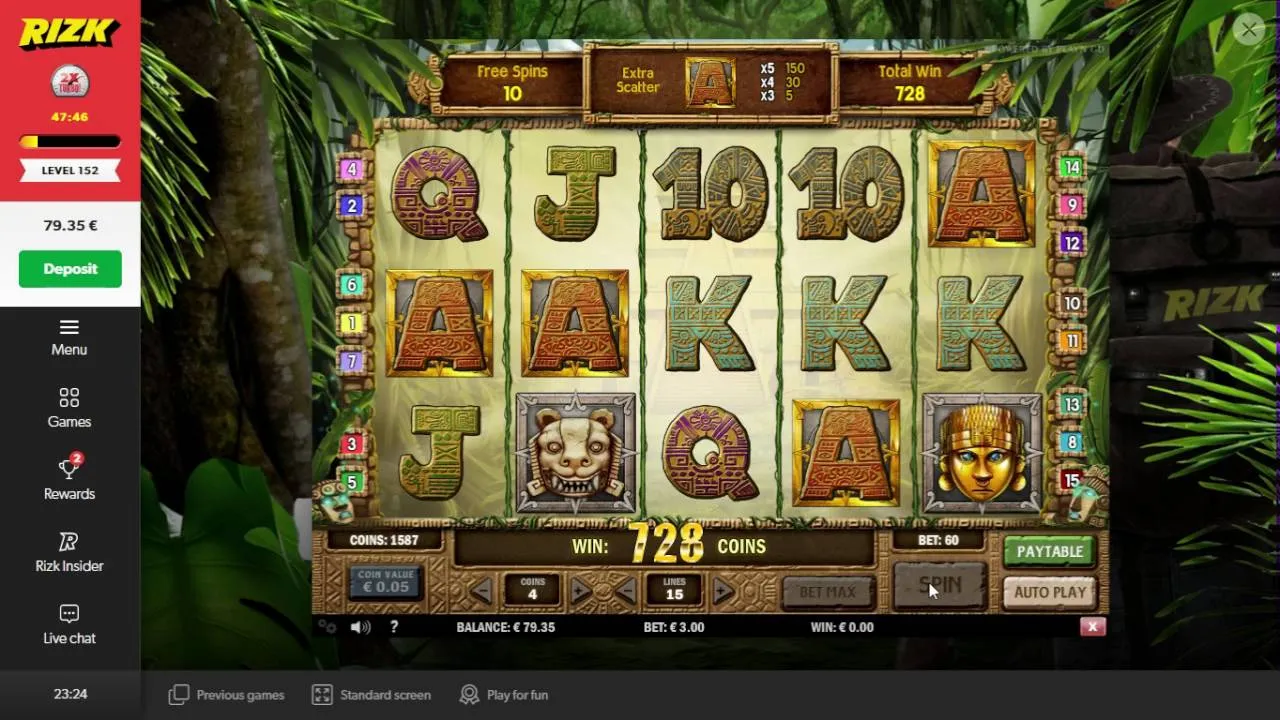 Aztec Idols Free Spins Bonus Round, 156s Clip