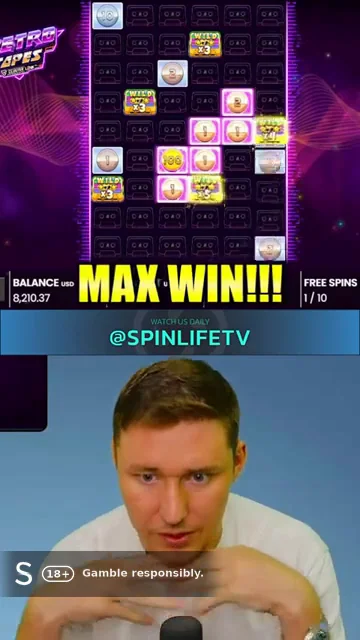 Retro Tapes 10000x Free Spins, a Cluster Link win