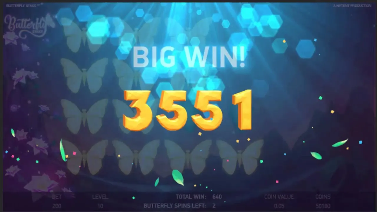 Butterfly Staxx Bonus Big Win: 16210 Coins Won