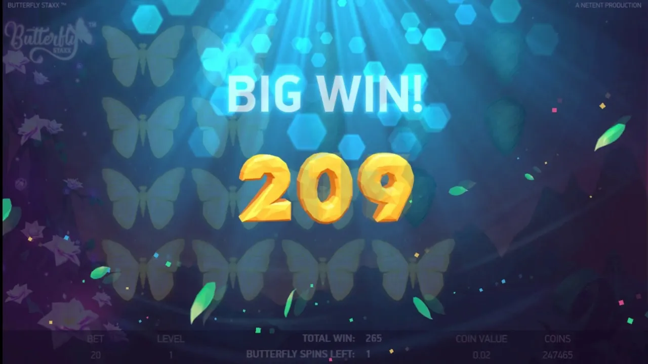 Butterfly Staxx Big Bonus Win: 1307 Coins!
