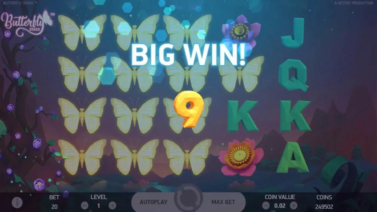 Butterfly Staxx Mega Win Netent: 96x Bet Payout