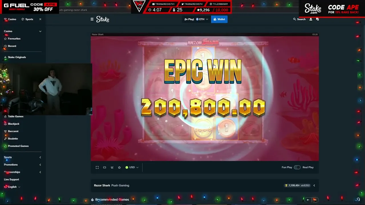 Razor Shark: Insane $200,000 Jackpot Win on Stake Casino!