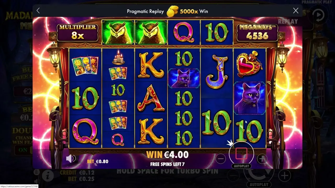 Madame Destiny Megaways 5000x win, 8x multiplier