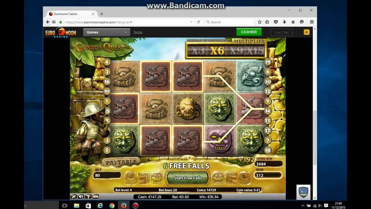 Gonzo's Quest (NetEnt): Enormous Win During Free Falls!
