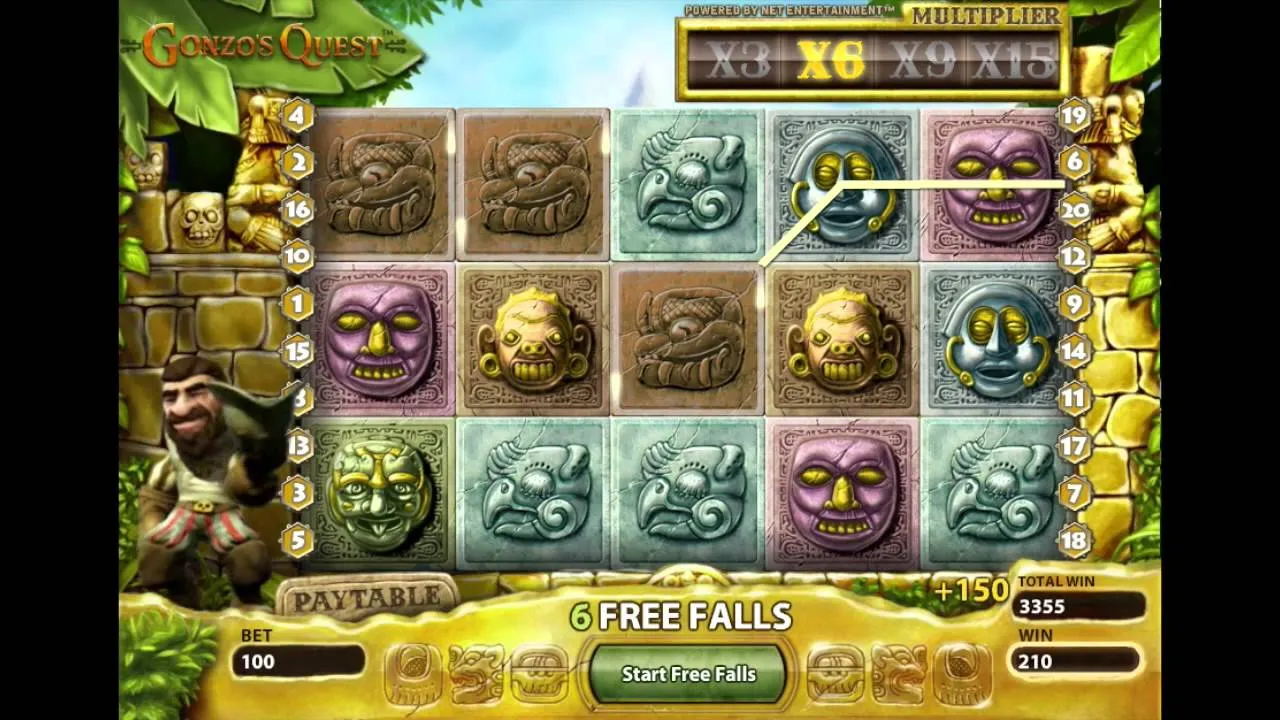 Gonzo's Quest Mega Win, 15x Multiplier Hit