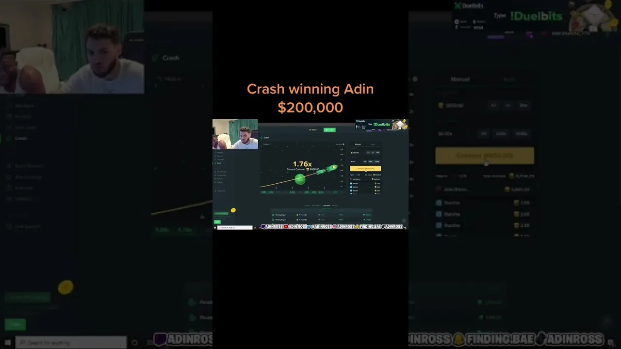 Adin Ross Wins $200K on Duelbits Crash Game! Watch This!